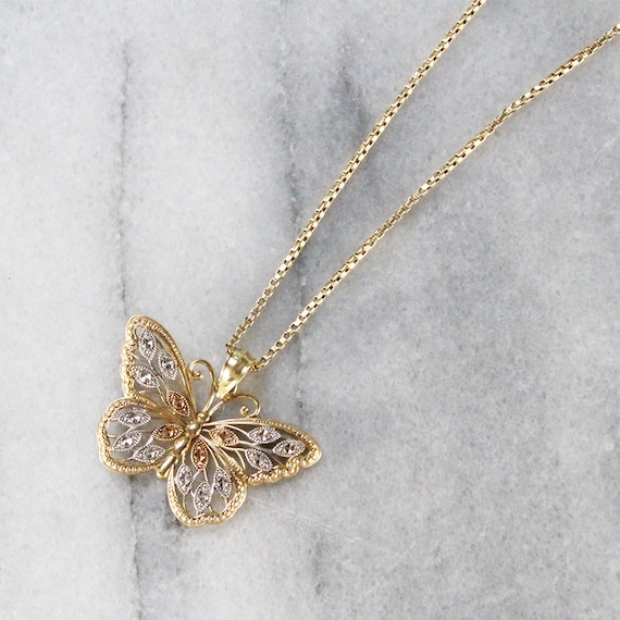 Two Layered Butterfly Pendant Gold Plated Necklace – www.pipabella.com