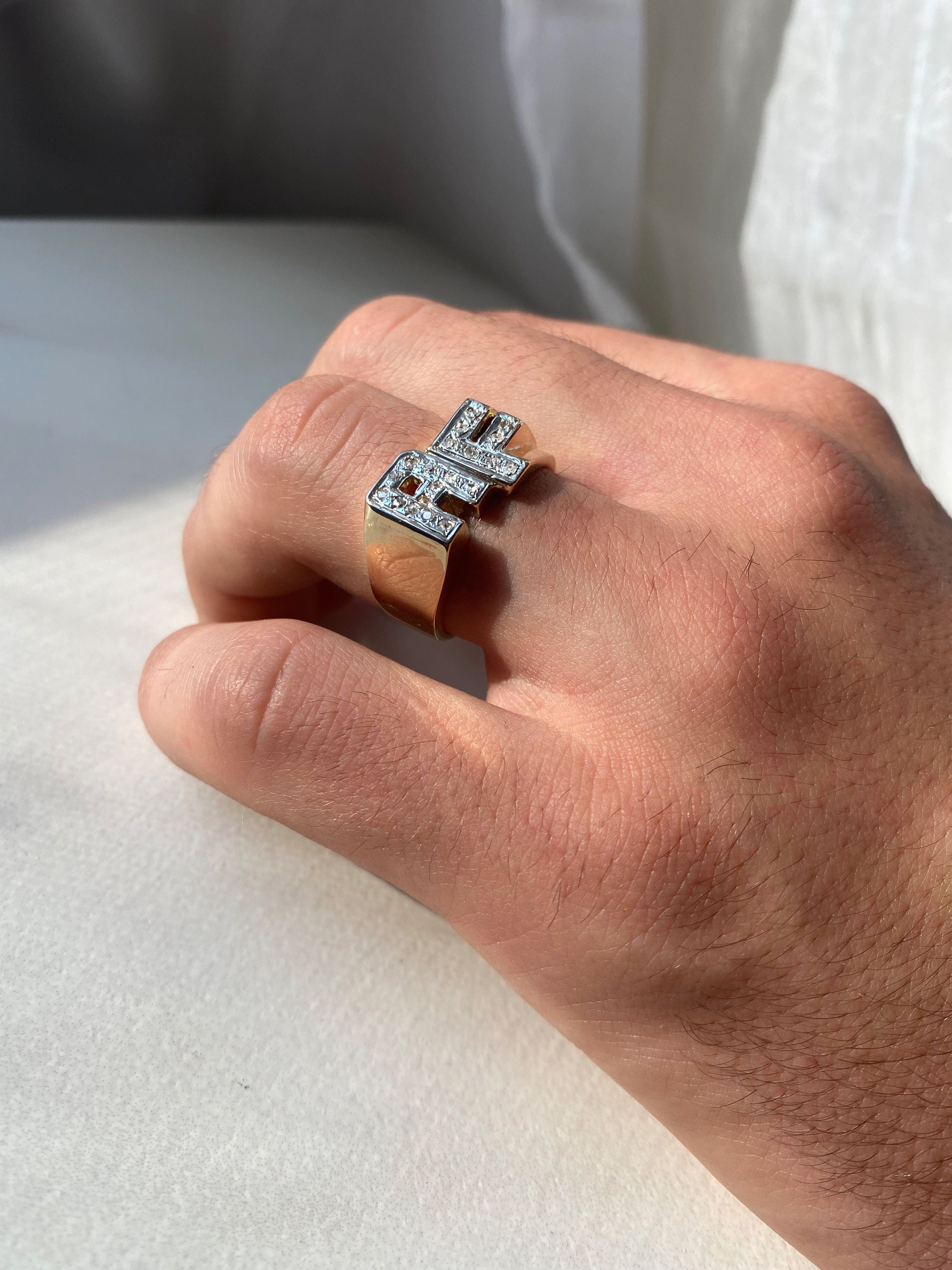 Men's Initial Ring - Etsy