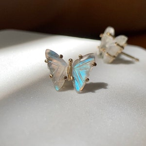 Rainbow Moonstone Butterfly Studs
