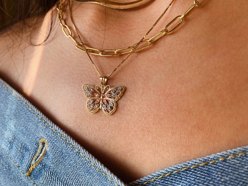 Gold Butterfly Necklace Etsy