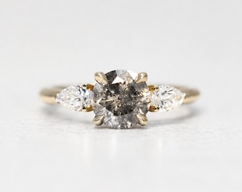 Salt & Pepper Diamond Custom Engagement Ring