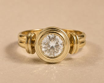 Round Diamond Bezel Custom Engagement Ring