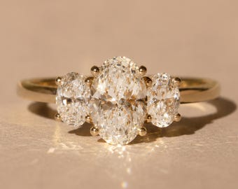 Three Stone Oval Engagement Ring