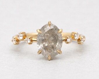 Katerina Grey Oval Salt & Pepper Diamond Ring