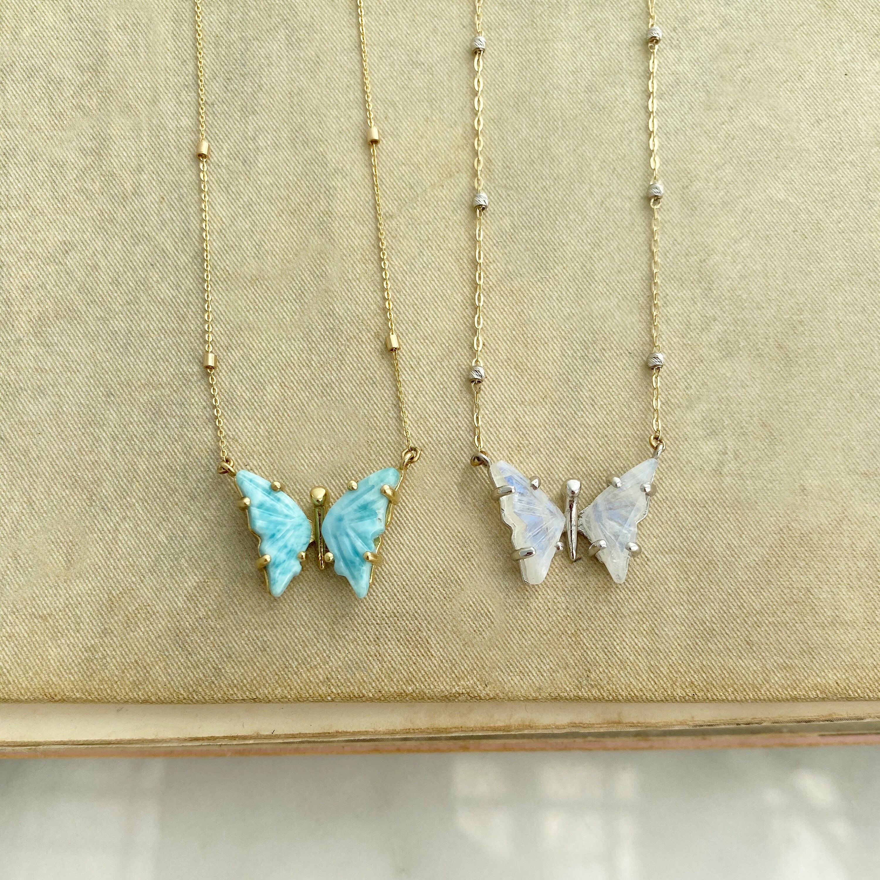 Moonstone cheap butterfly necklace