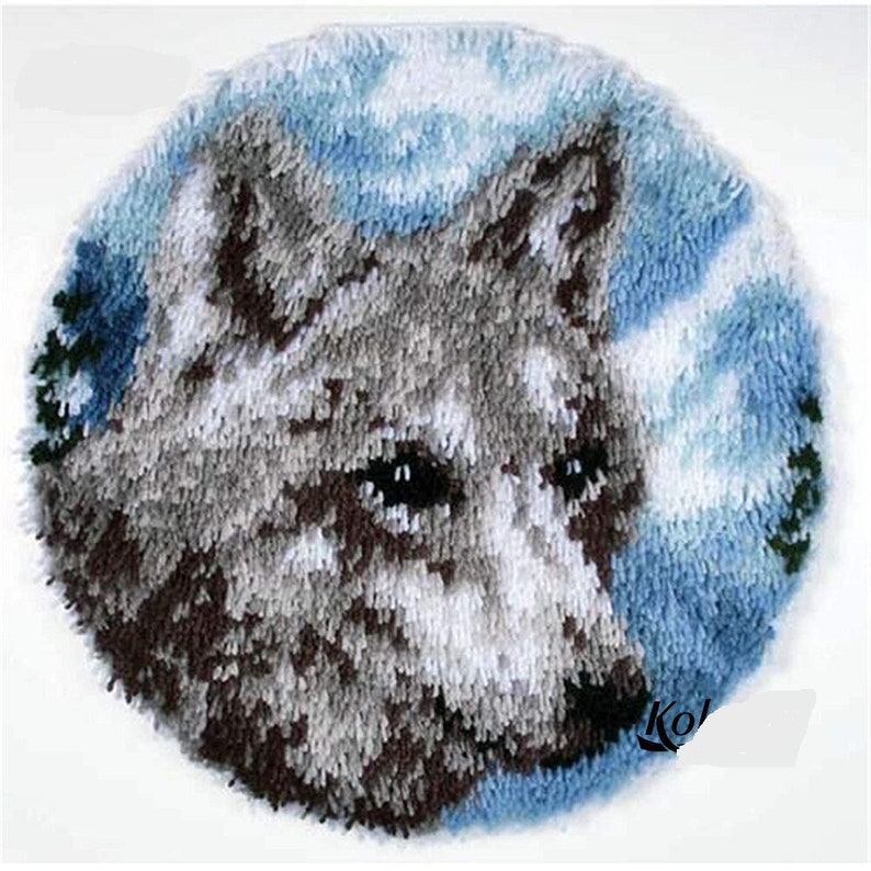 Wolf Latch Hook Rug Kit Etsy
