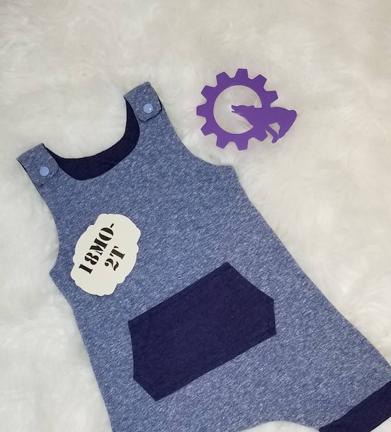 Upcycled T-shirt Romper, Blue Pocket Romper