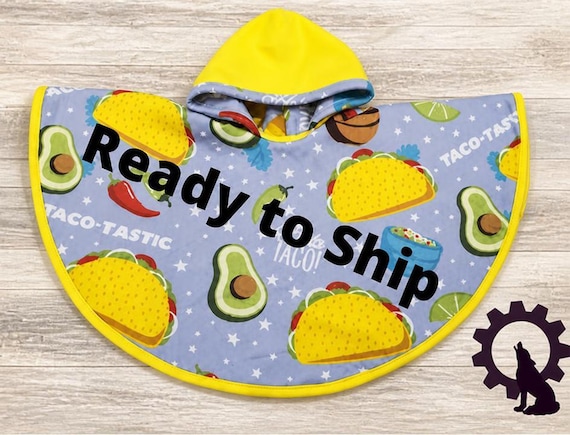 Reversible Fleece Car Seat Poncho, Yellow Tacos