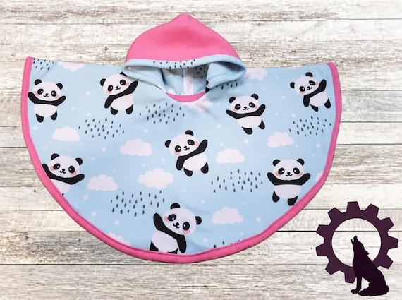 Reversible Fleece Car Seat Poncho, blue pandas