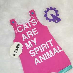 Upcycled Baby Romper, Cat Romper, shortie romper