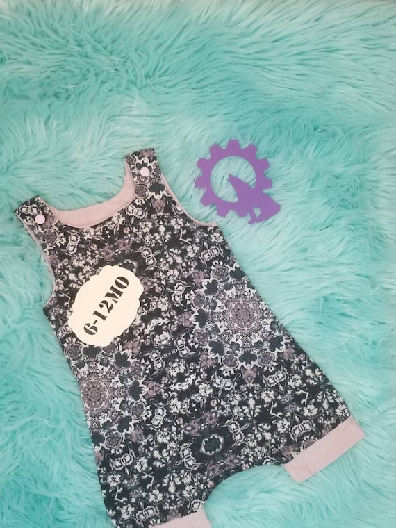 Upcycled Romper, Kids shortie Romper, Size 6-12mo, one of a kind