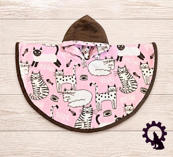 Reversible Fleece Car Seat Poncho, Pink Cats