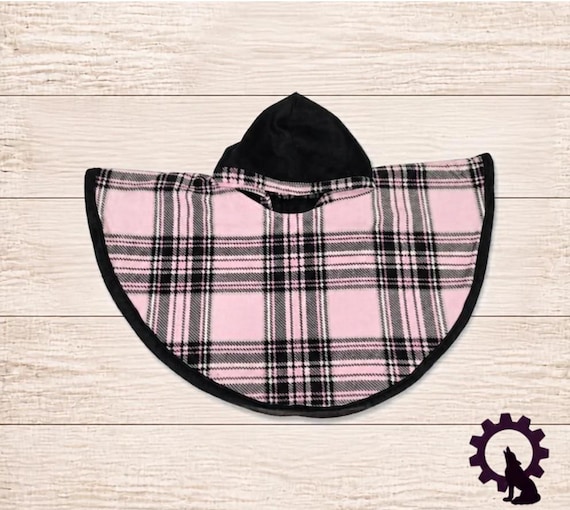 Reversible Fleece Car Seat Poncho, Black and White Plaid