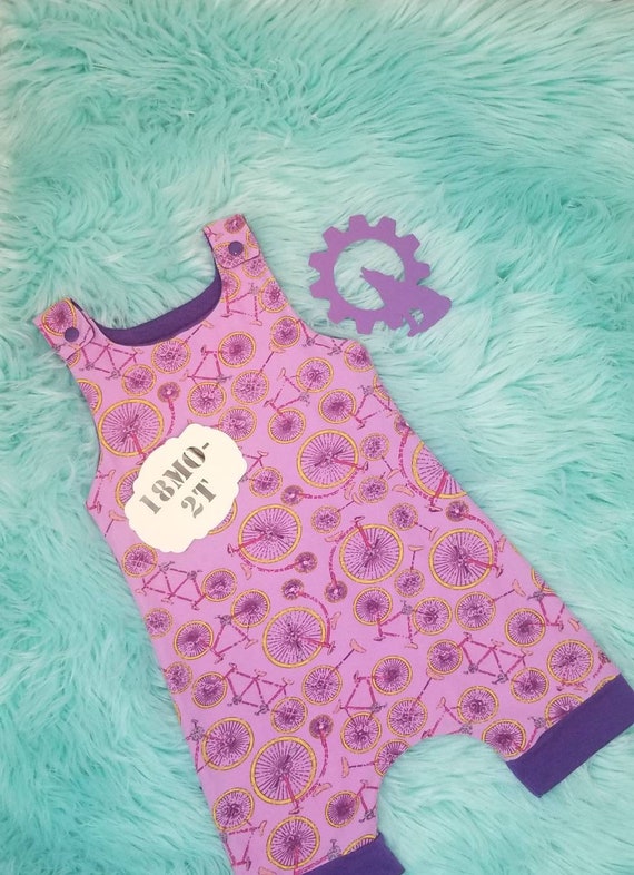 Upcycled Bicycle Print Romper, Kids Shortie, 18mo-2T