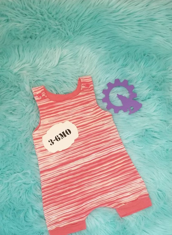 Upcycled Kids Romper, Pink Shortie, Size 3-6mo