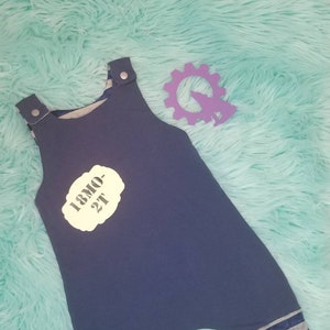 Upcycled Romper, Kid&#39;s shortie Romper, Blue Romper, Size 18mo-2T, Ready to Ship, one of a kind
