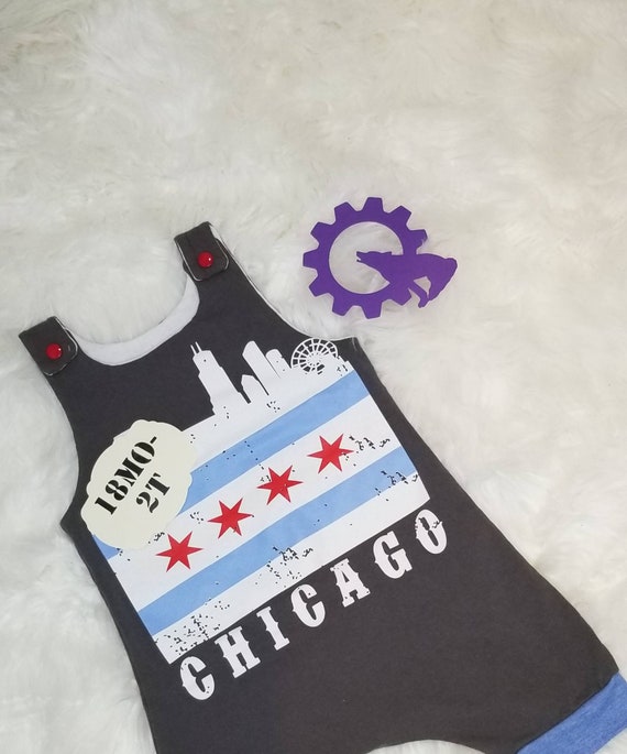 Upcycled Chicago T-Shirt Romper, Kids Shortie Romper