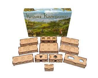 clans of caledonia board game organizer, storage solution for clans of caledonia board game components (assembled) !