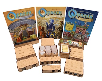orleans board game organizer,storage solution for orleans board game components+includes expansions trade and intrigue,invasion (assembled)!