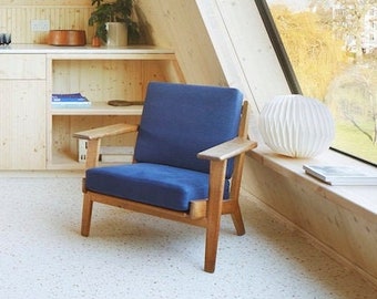 Lounge Chair, Danish furniture 1960-s,Natural wood,Outdoor furniture,Cushioned furniture,Solid wood,Vintage furniture,Many Colours Available