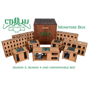 Cthulhu Death May Die Monsters Box organizer, including seasons 3, 4, Unknowable box expansions,for storing monster figures !