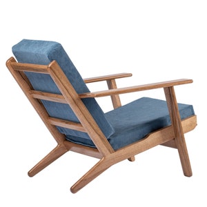 hardwood lounge chair with footrest Denmark oak, walnut , large selection of fabric types and colors. image 2