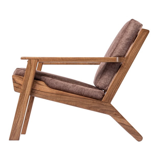 hardwood lounge chair with footrest "Dublin"| oak, walnut |, large selection of fabric types and colors.