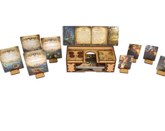 Altar of Arkham Horror LCG for act and agenda cards, myth cards, and storing a set of 8 investigator and monster card stands ( assembled )!