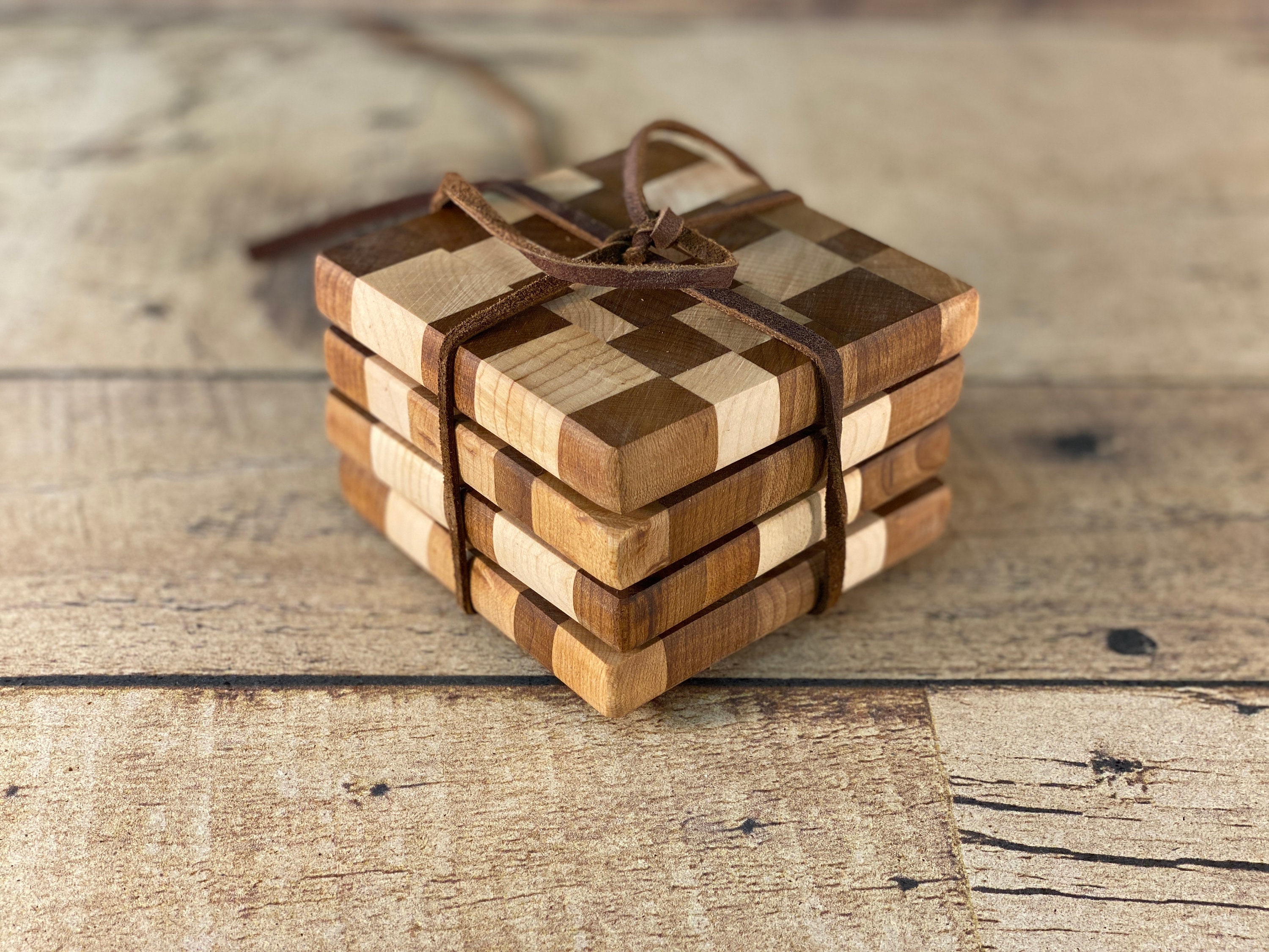 Wooden Coasters Set of Four Etsy