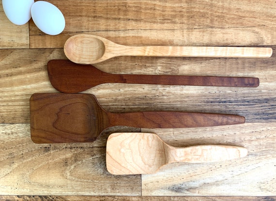 Wooden Kitchen Utensils Set Large Flipper Small Flipper 