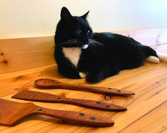 Kitty Collection -  Medium Flipper, Cooking Spoon, Spatula - For Cat Lovers