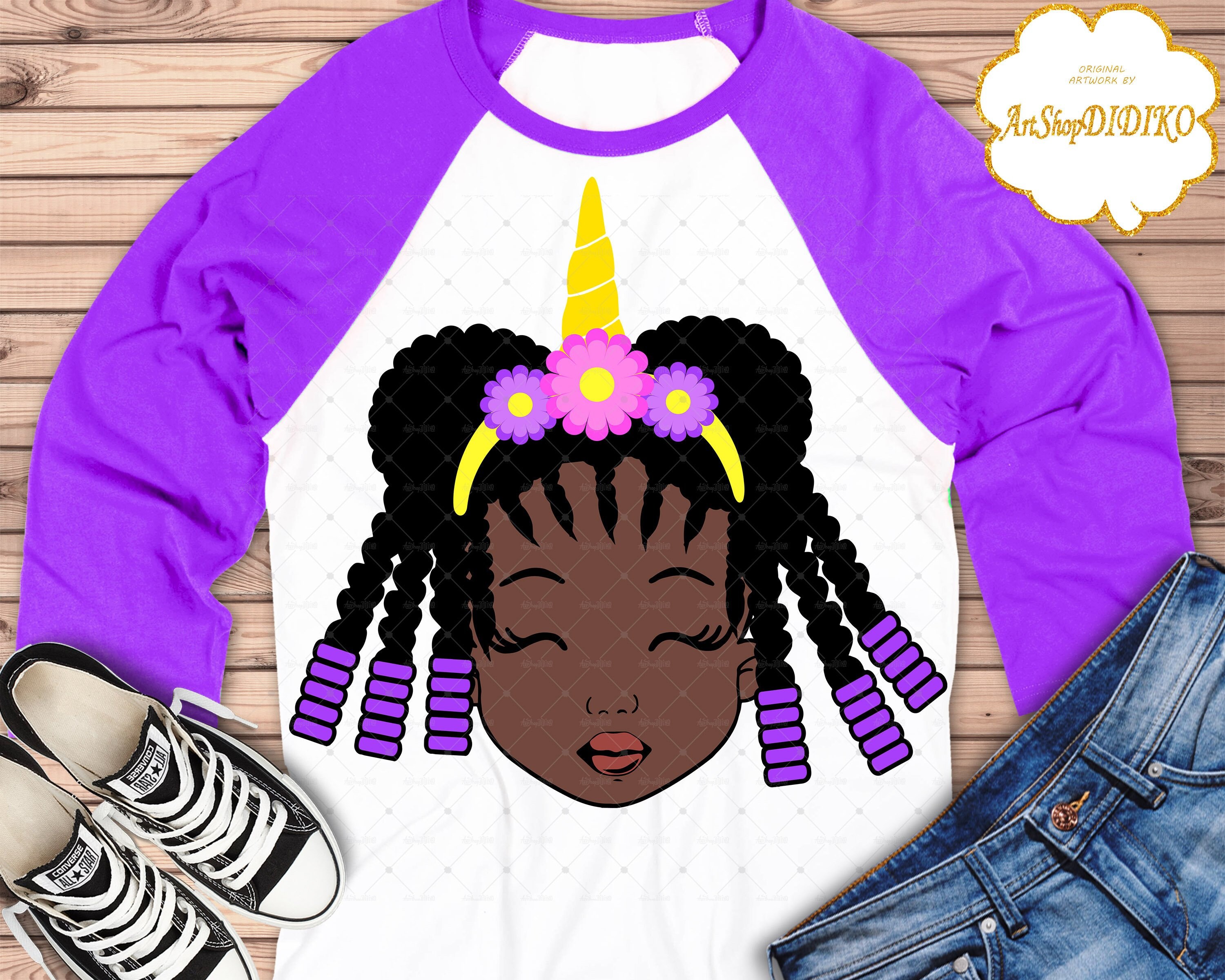 Download Afro Unicorn Girl SVG Afro Puffs Girl SVG Afro Unicorn Svg ...