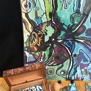 Impresión artística del campo cuántico / Arte abstracto / Arte multimedia / Arte con microscopio / Pintura con acuarela / Arte con tinta / Arte onírico / Arte mítico