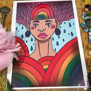 Impression d&#39;art pluie étrange | Art numérique | Art homosexuel | Art LGBTQ | Petite impression d&#39;art | Art gay | Art transgenre | Art bisexuel | Art arc-en-ciel