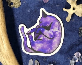 Cosmic Cat Vinyl Sticker: Witchy Galaxy Art
