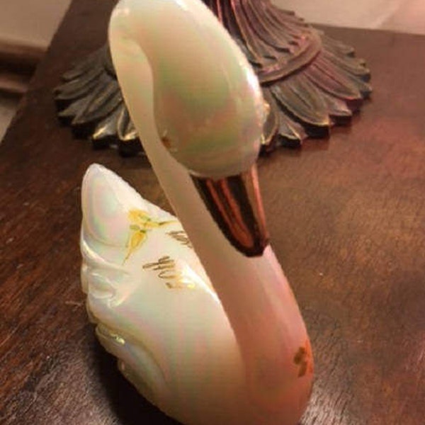 Fenton Opalescent Glass Swan - 50th Anniversary -