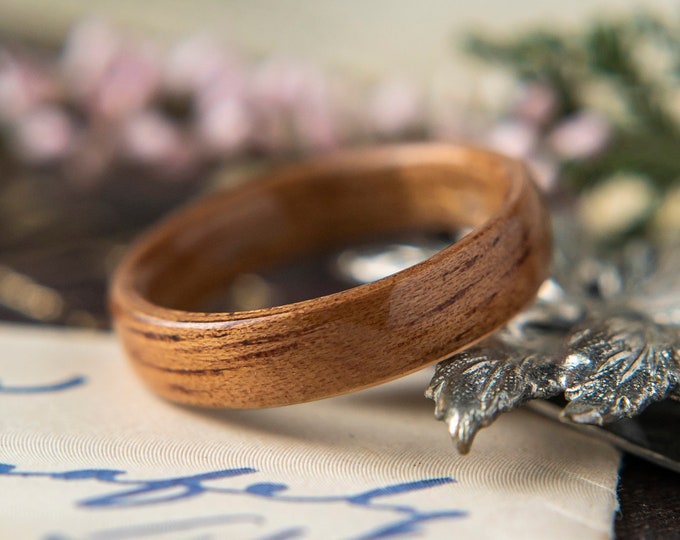 Womens Wedding band made from Koa Wood, Promise ring, Wooden ring