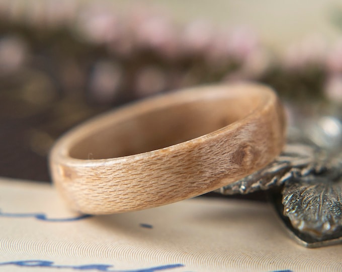 Womens Wedding band made from Birds eye Maple, Promise ring, Wooden ring