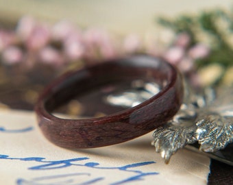 Womens Wedding band made from Purple Heart, Promise ring, Wooden ring
