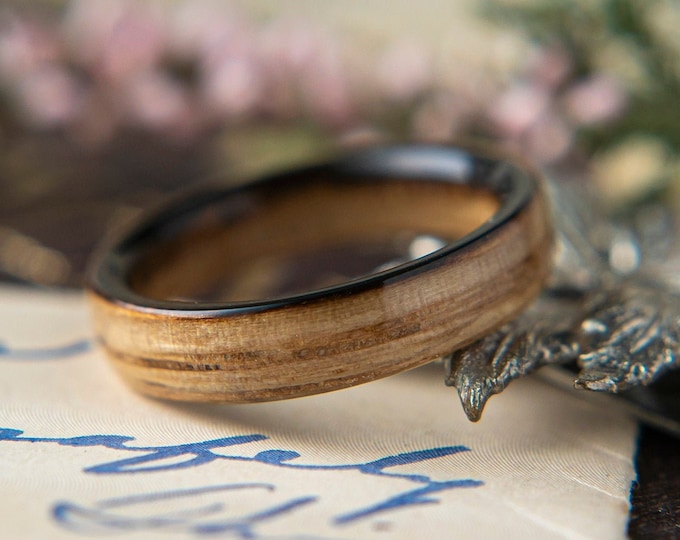 Womens Wedding band made from Whisky Oak, Promise ring, Wooden ring