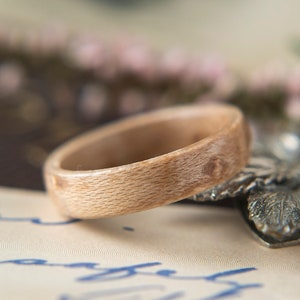 Womens Wedding band made from Birds eye Maple, Promise ring, Wooden ring