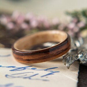 Womens Wedding band made from Birdseye Maple with Rosewood, Promise ring, Wooden ring