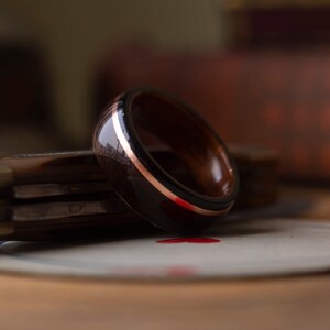 Herren Ehering aus Mahagoni, Ebenholz und Kupfer Inlay, Verlobungsring für Herren, Verlobungsring für Herren