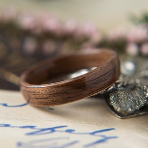 Womens Wedding band made from Walnut, Promise ring, Wooden ring