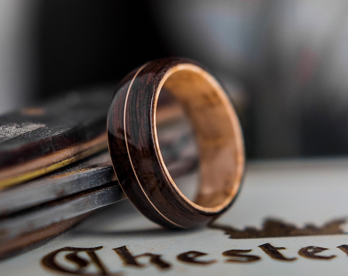 Mens Wedding band made from Birds eye maple, Ebony and Guitar string inlay, Mens engagement ring, Mens promise ring