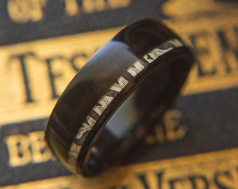 Mens Wedding band "The Mayweather" made from Ebony with Cash inlay, Mens engagement ring, Mens promise ring