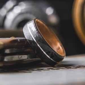 Mens Wood Wedding band made from Birds eye maple, Grey maple  and Silver inlay, Mens engagement ring, Mens promise ring