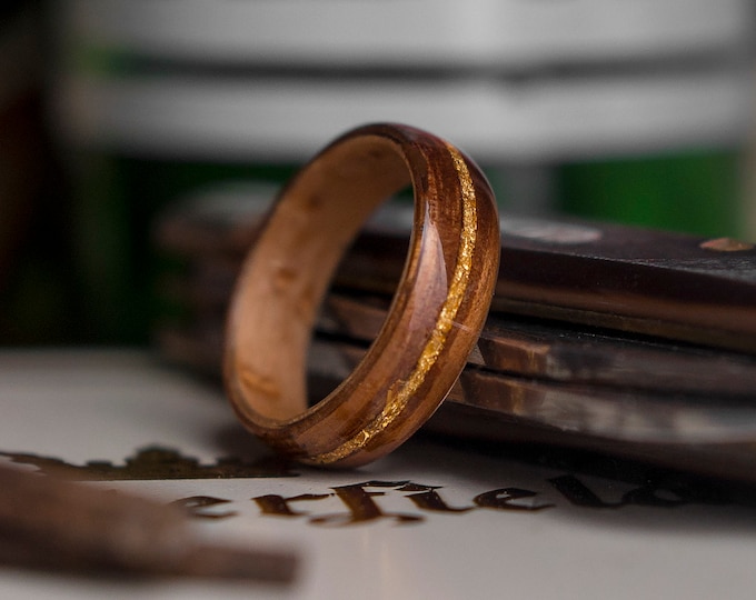 Mens Wooden Wedding band made from Birds eye maple, Koa and Gold flake inlay, Mens engagement ring, Mens promise ring