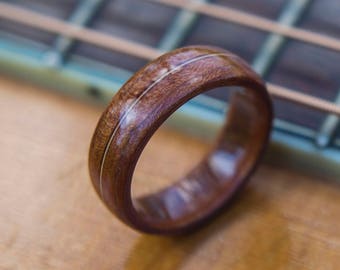 Mens Wedding band made from Mahogany and Guitar string, Mens engagement ring, Mens promise ring