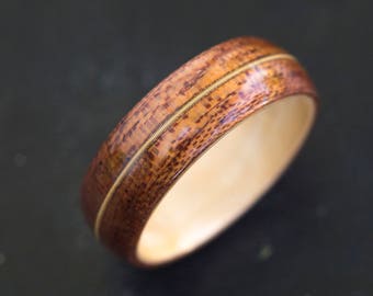 Mens Wedding band made from Birds eye maple, Mahogany and Guitar string, Mens engagement ring, Mens promise ring